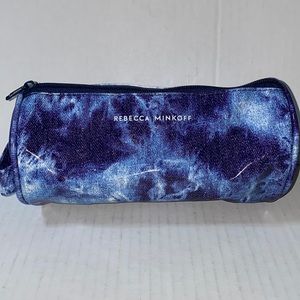 Rebecca Minkoff Cylinder Make-Up Pouch in Denim Blue Print